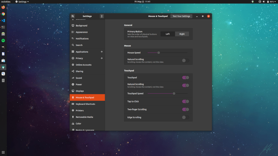 ubuntu 20.04 settings