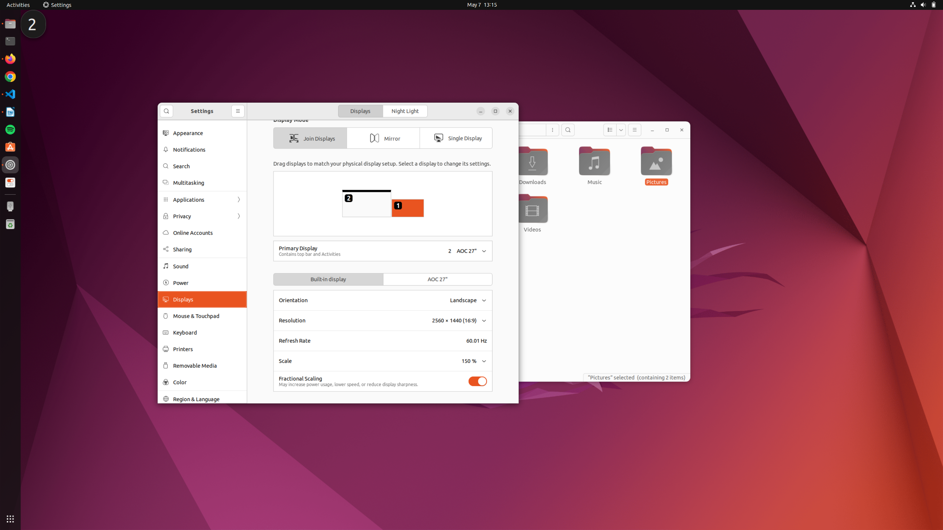 Ubuntu Display Settings